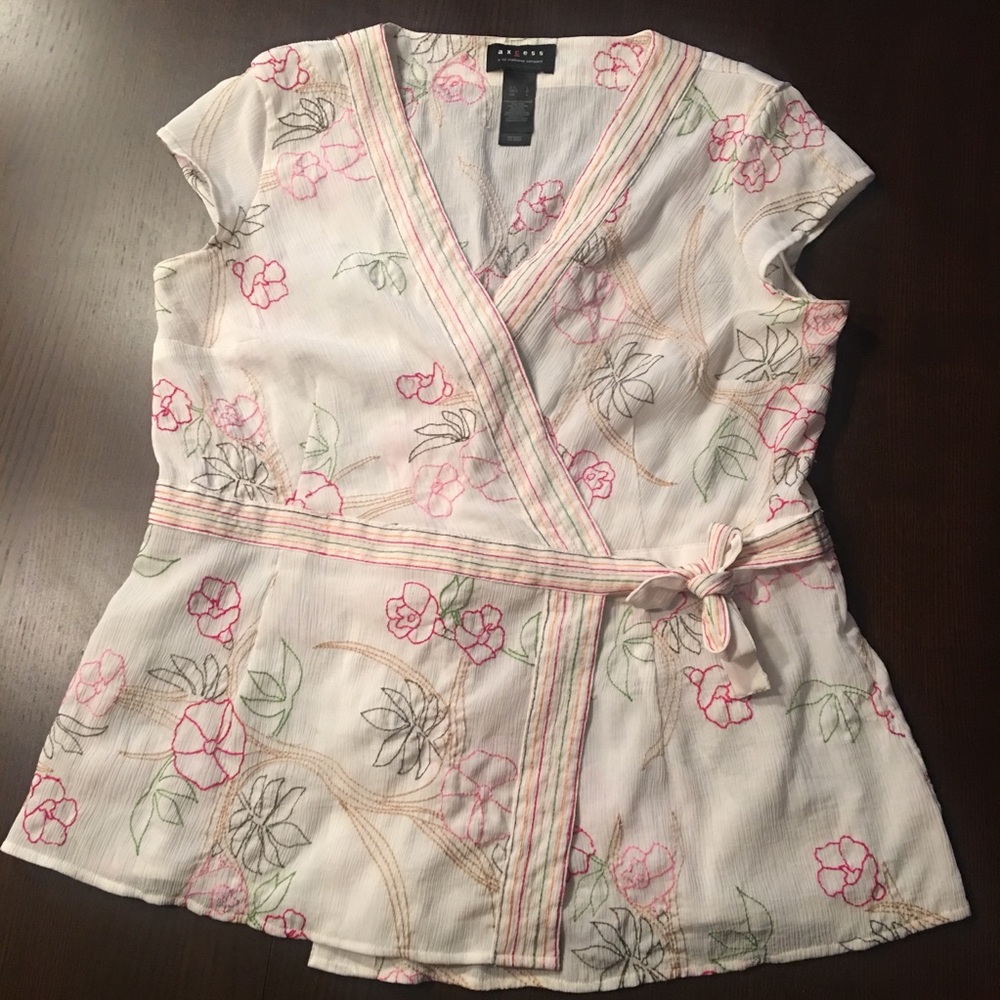 floral semi-sheer wrap & tie top